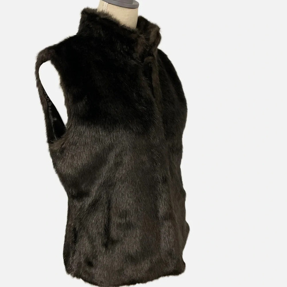 Edit by Jeanne Beker Faux Fur Vest Dark Brown Size Medium Retro Streetwear - Picture 3 of 13